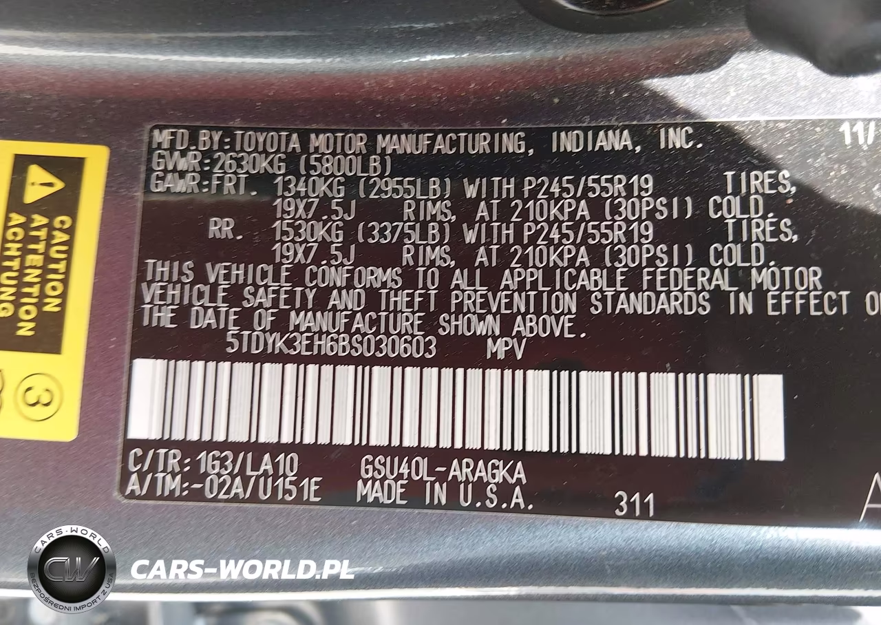 2011 Toyota Highlander Limited V6 VIN:5TDYK3EH6BS030603 - 9