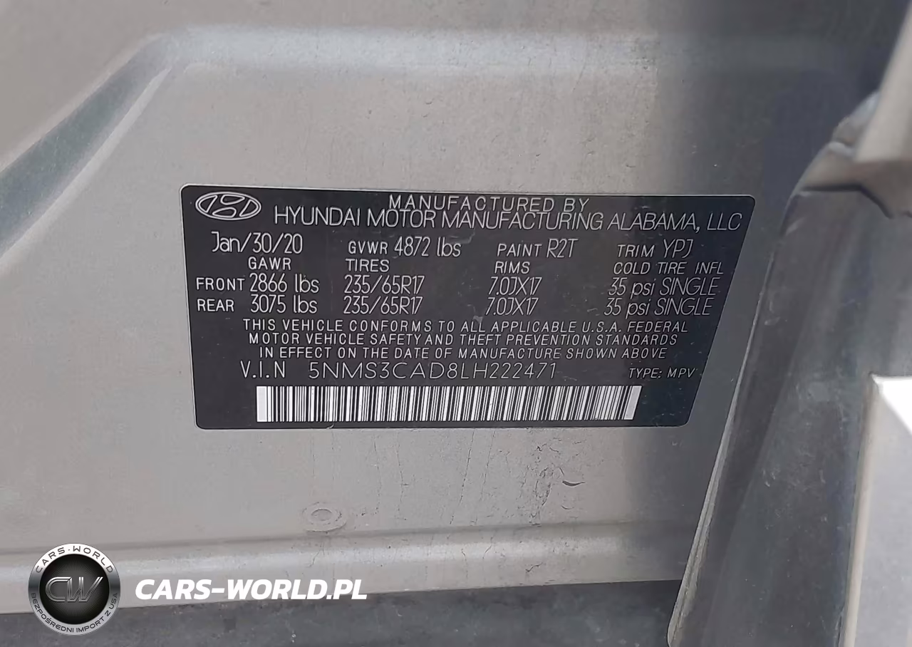 2020 Hyundai Santa Fe Sel VIN:5NMS3CAD8LH222471 - 9