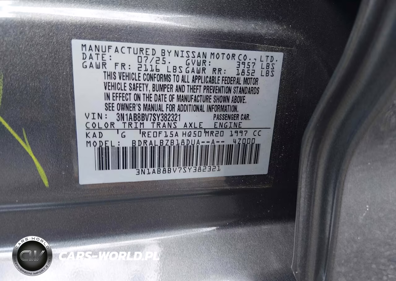 2025 Nissan Sentra S VIN:3N1AB8BV7SY382321 - 9