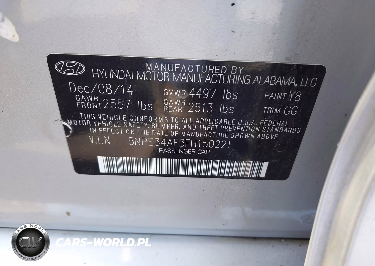 2015 Hyundai Sonata Sport VIN:5NPE34AF3FH150221 - 9