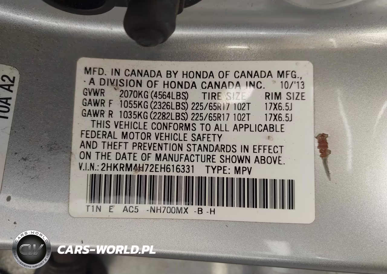 2014 Honda Cr-V Ex-L VIN:2HKRM4H72EH616331 - 9