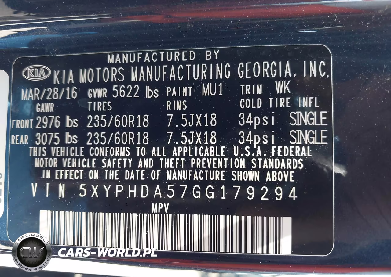 2016 Kia Sorento 3.3L Ex VIN:5XYPHDA57GG179294 - 9