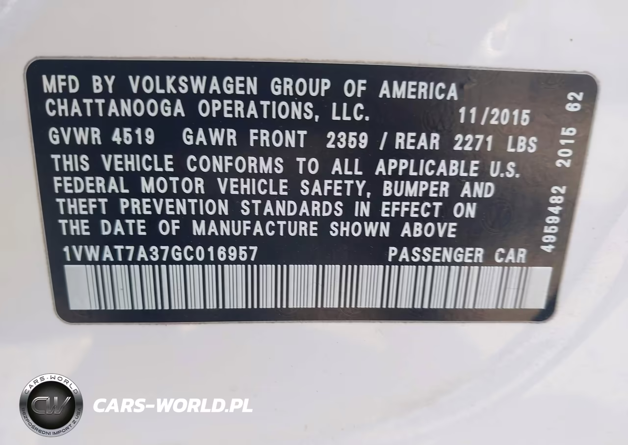 2016 Volkswagen Passat 1.8T S VIN:1VWAT7A37GC016957 - 9