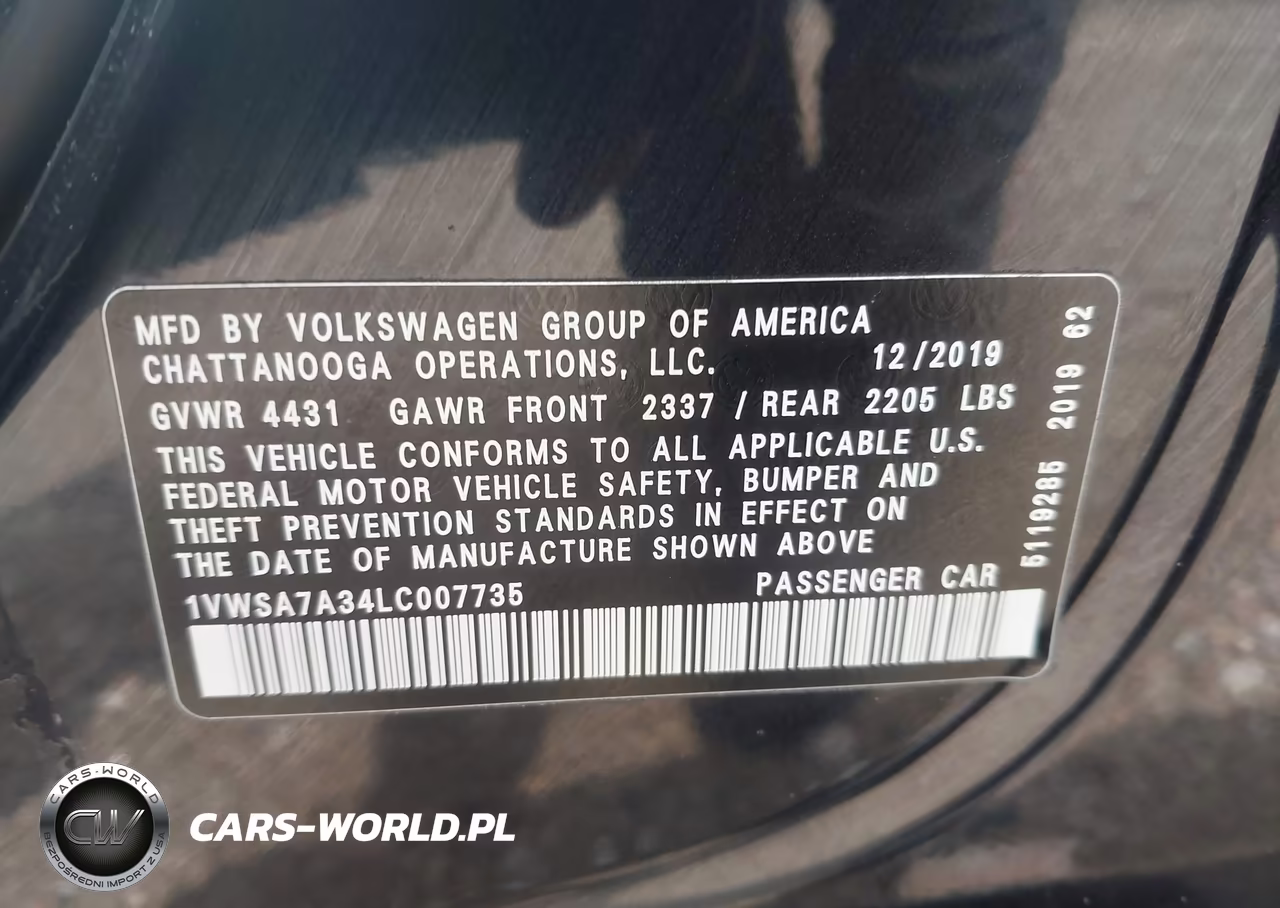2020 Volkswagen Passat 2.0T Se VIN:1VWSA7A34LC007735 - 9