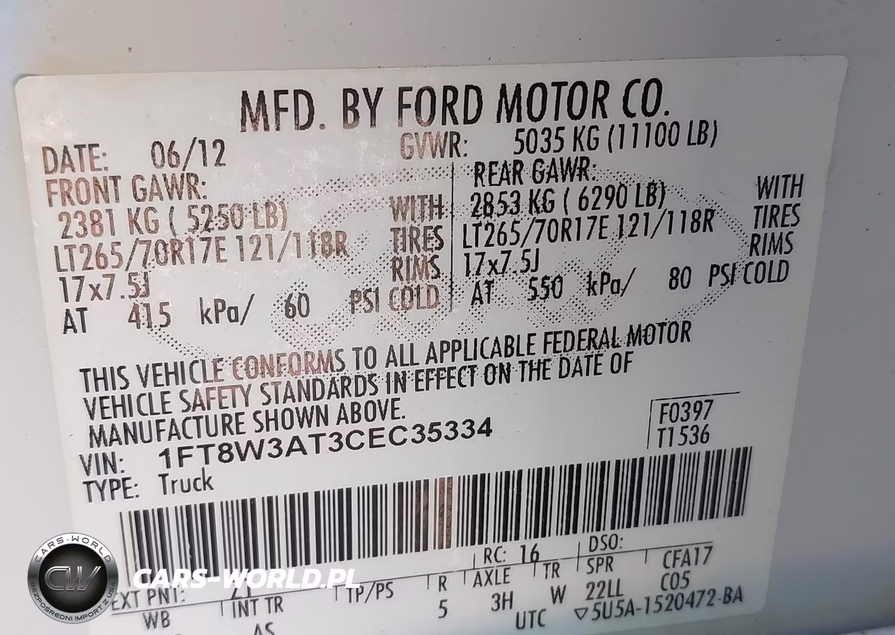 2012 Ford F-350 Xl VIN:1FT8W3AT3CEC35334 - 8