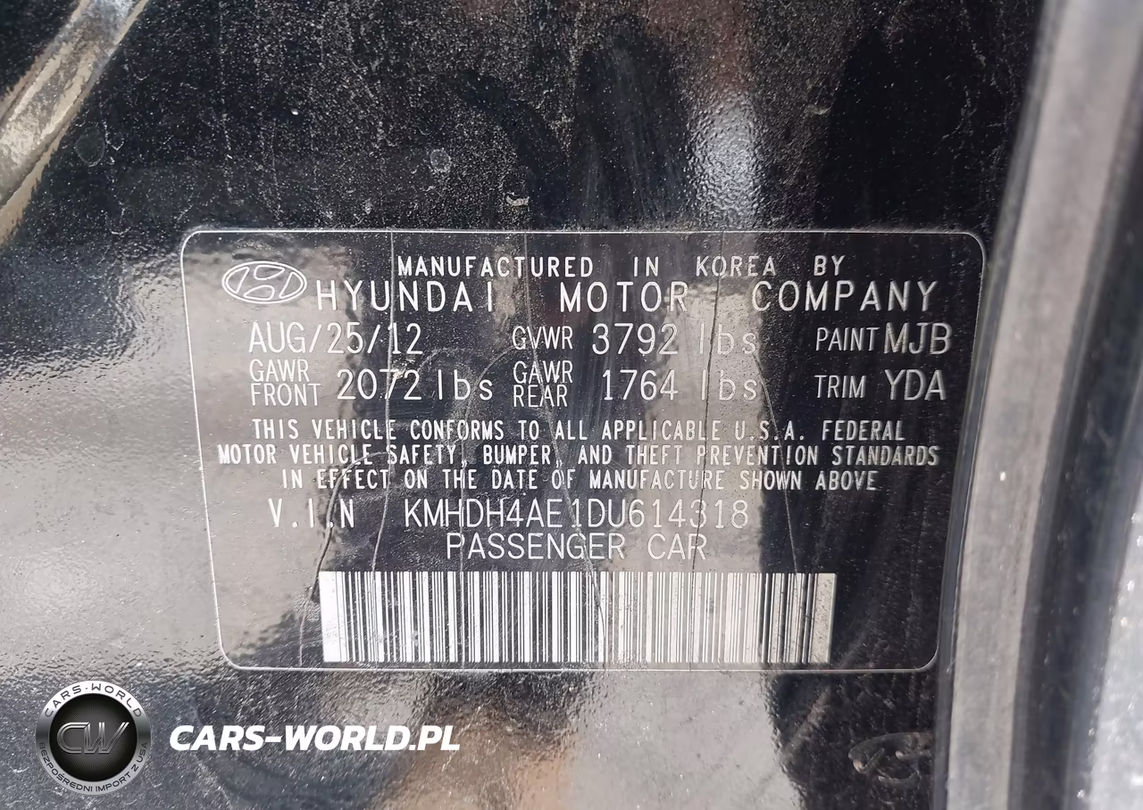 2013 Hyundai Elantra Gls VIN:KMHDH4AE1DU614318 - 9