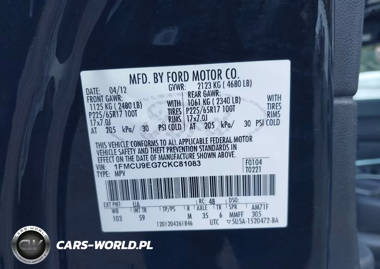 2012 Ford Escape Limited VIN:1FMCU9EG7CKC81083 - 9