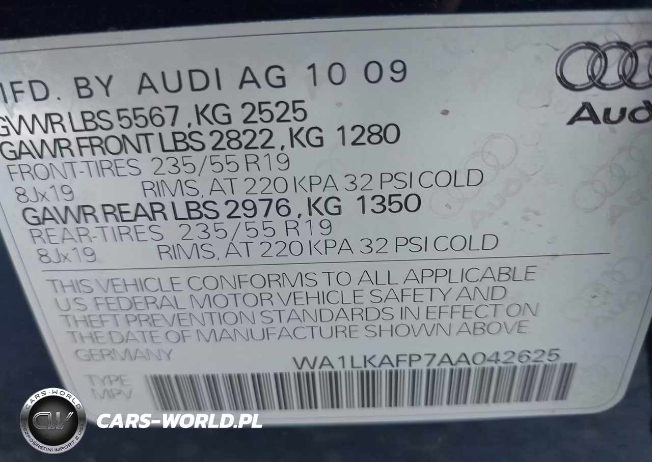 2010 Audi Q5 3.2 Premium VIN:WA1LKAFP7AA042625 - 9
