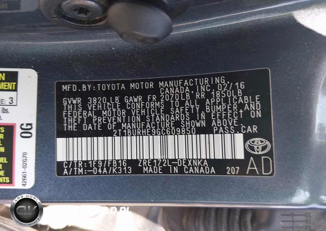 2016 Toyota Corolla Le VIN:2T1BURHE9GC609850 - 9