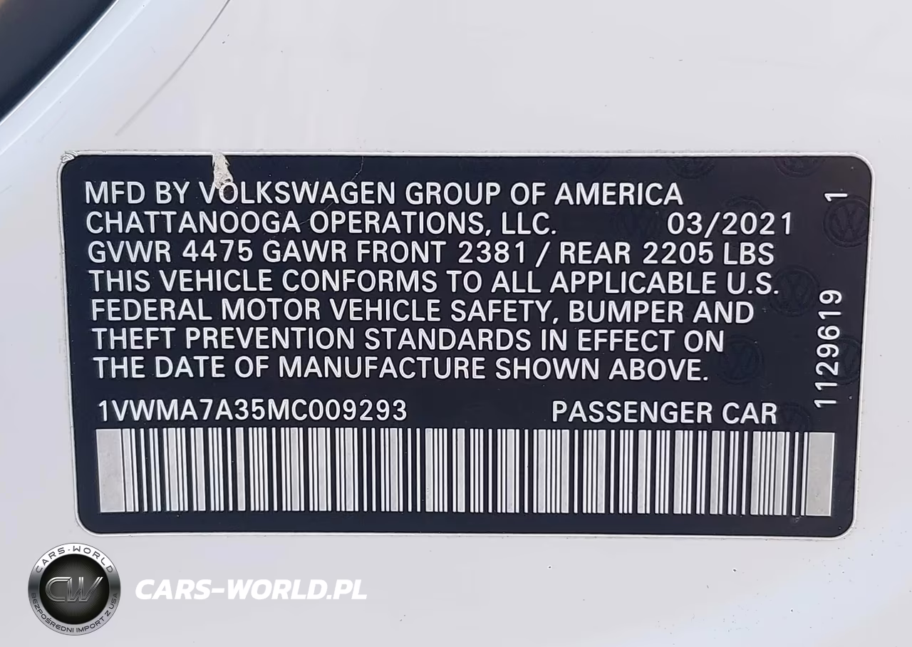 2021 Volkswagen Passat 2.0T R-Line VIN:1VWMA7A35MC009293 - 9