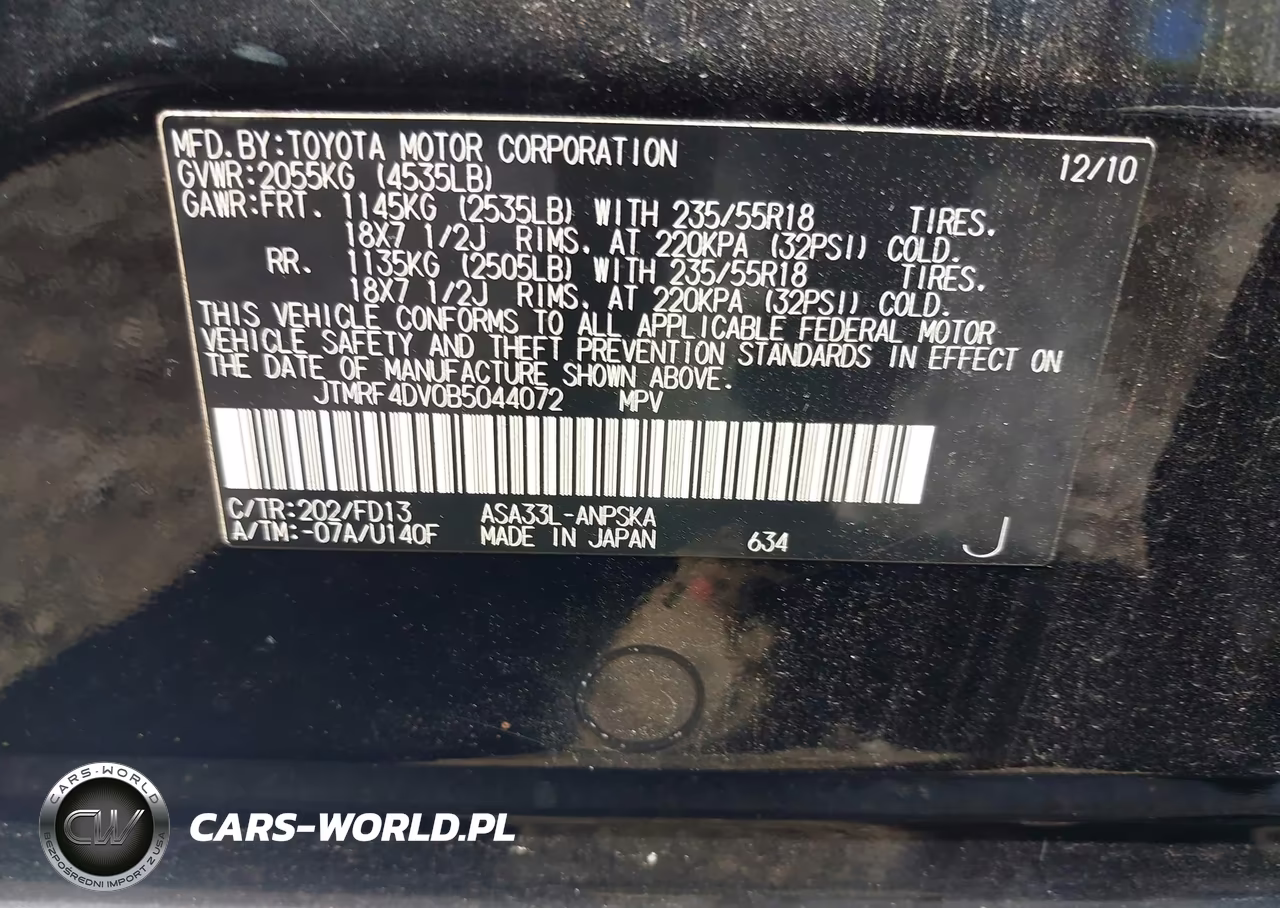 2011 Toyota Rav4 Sport VIN:JTMRF4DV0B5044072 - 9