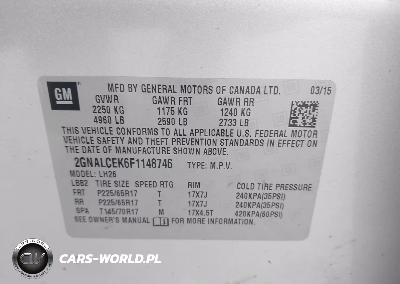 2015 Chevrolet Equinox 2Lt VIN:2GNALCEK6F1148746 - 9