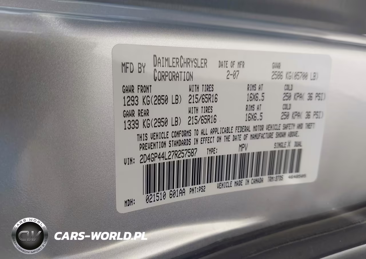 2007 Dodge Grand Caravan Sxt VIN:2D4GP44L27R257587 - 9