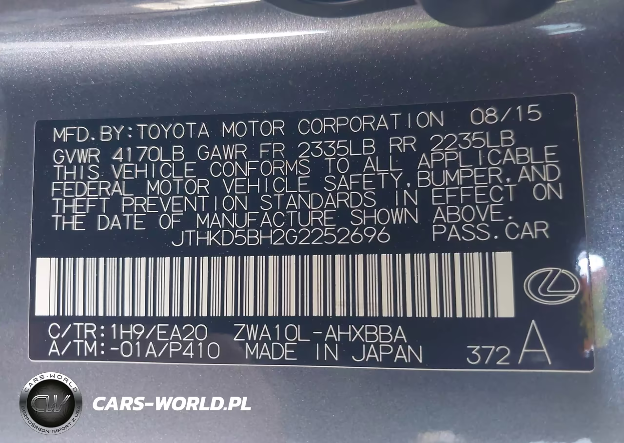 2016 Lexus Ct 200H VIN:JTHKD5BH2G2252696 - 9