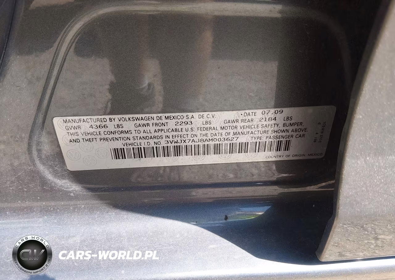 2010 Volkswagen Jetta S VIN:3VWJX7AJ8AM003627 - 9