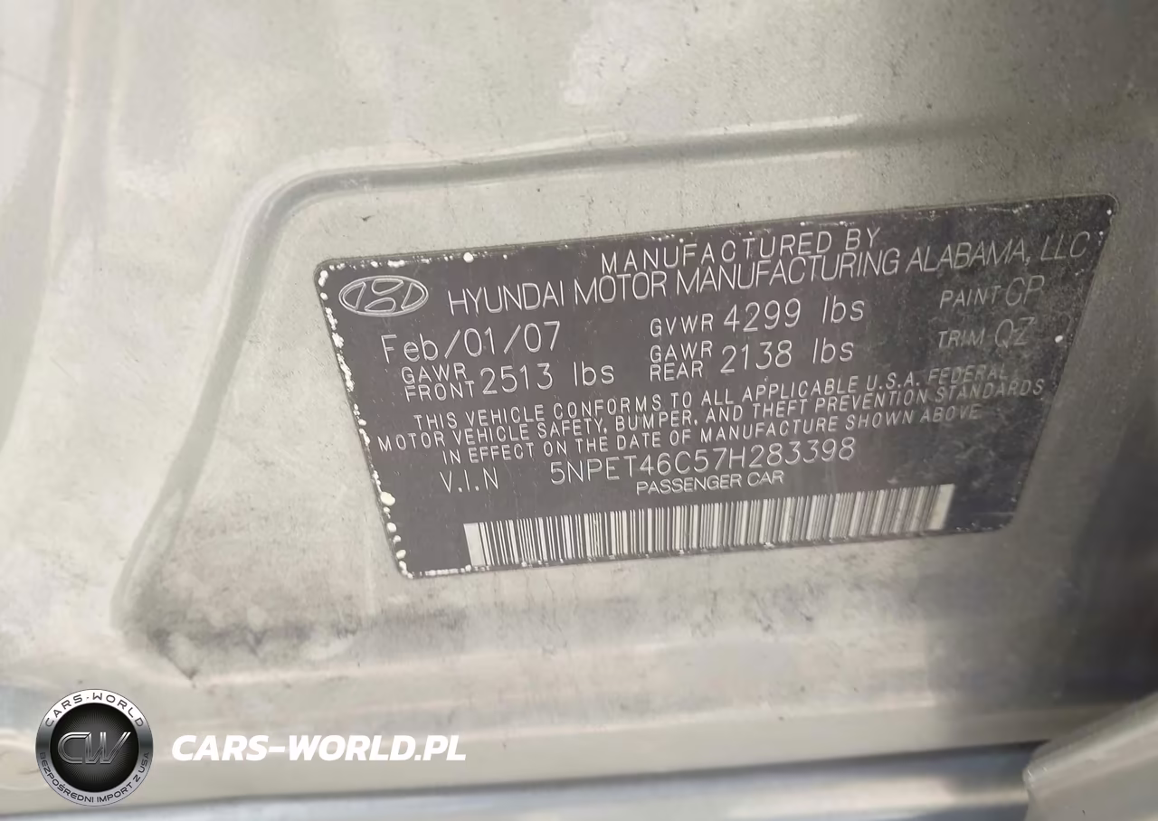 2007 Hyundai Sonata Gls-Gls W-Xm VIN:5NPET46C57H283398 - 9