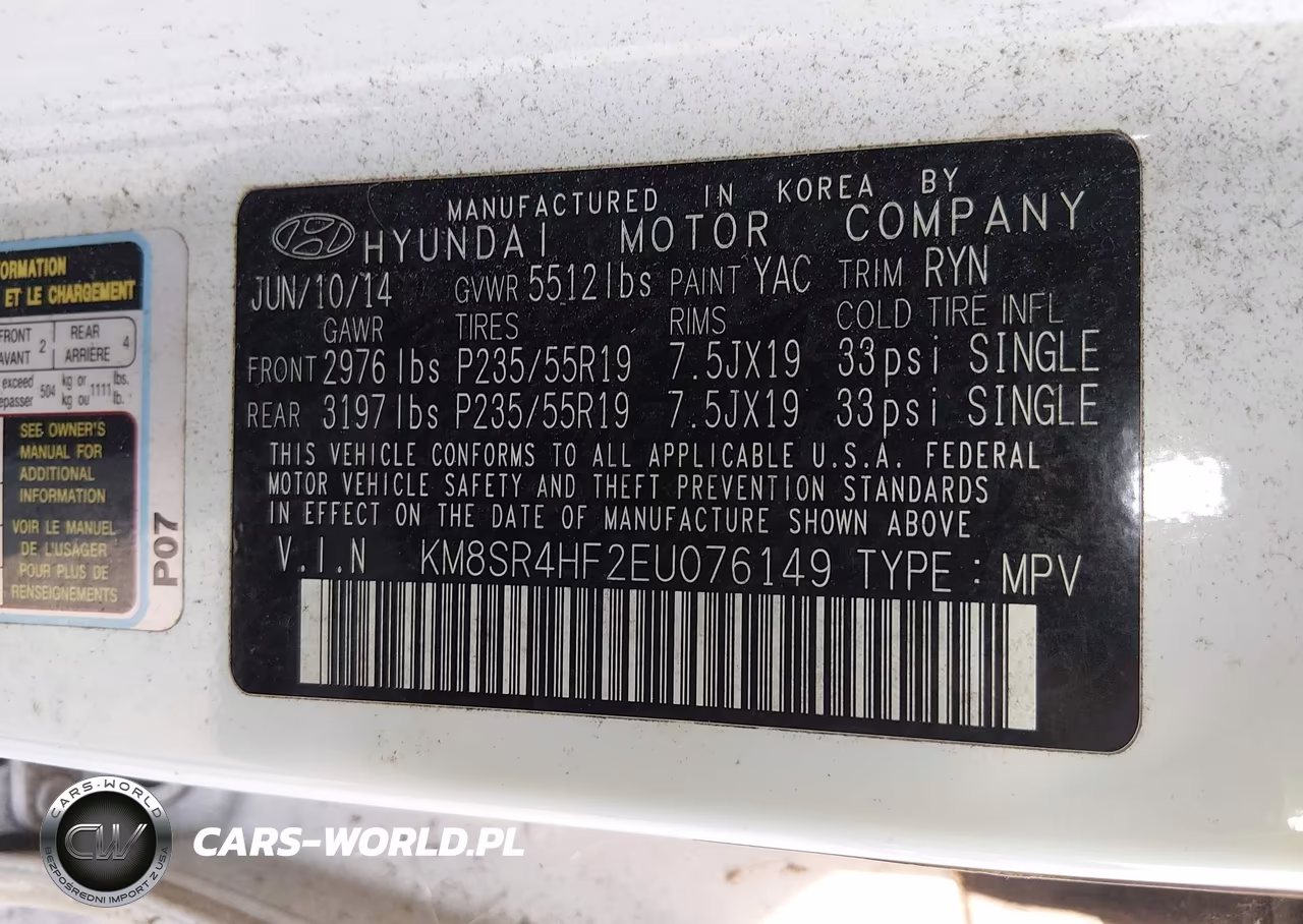 2014 Hyundai Santa Fe Limited VIN:KM8SR4HF2EU076149 - 9