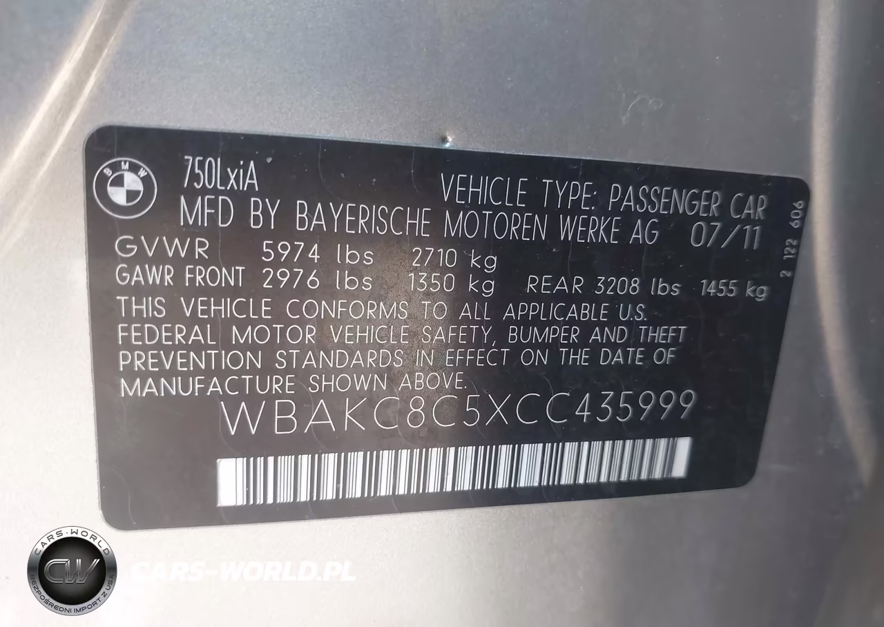2012 BMW 750Li xDrive VIN:WBAKC8C5XCC435999 - 9