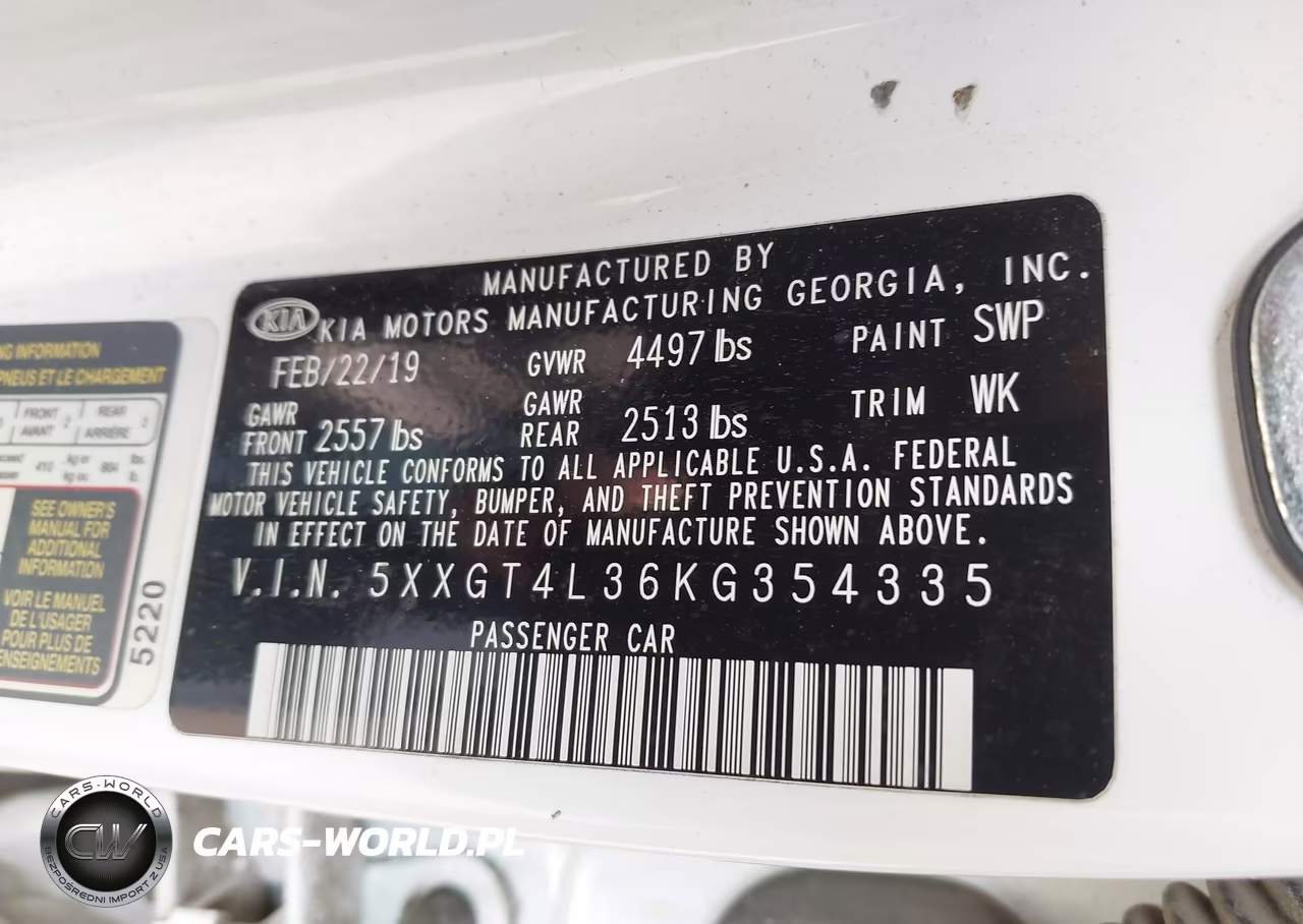 2019 Kia Optima Lx VIN:5XXGT4L36KG354335 - 9