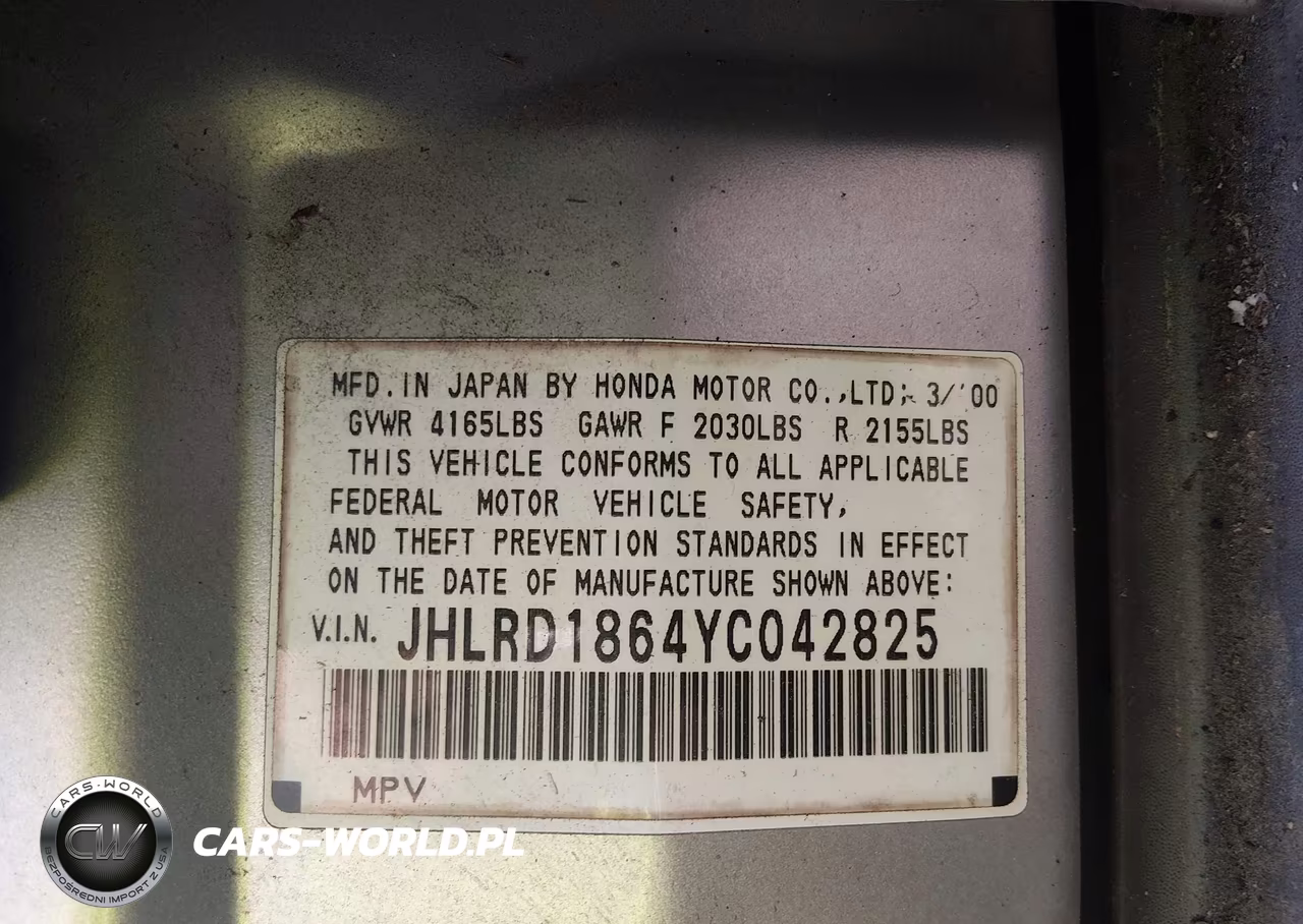 2000 Honda Cr-V Ex VIN:JHLRD1864YC042825 - 9