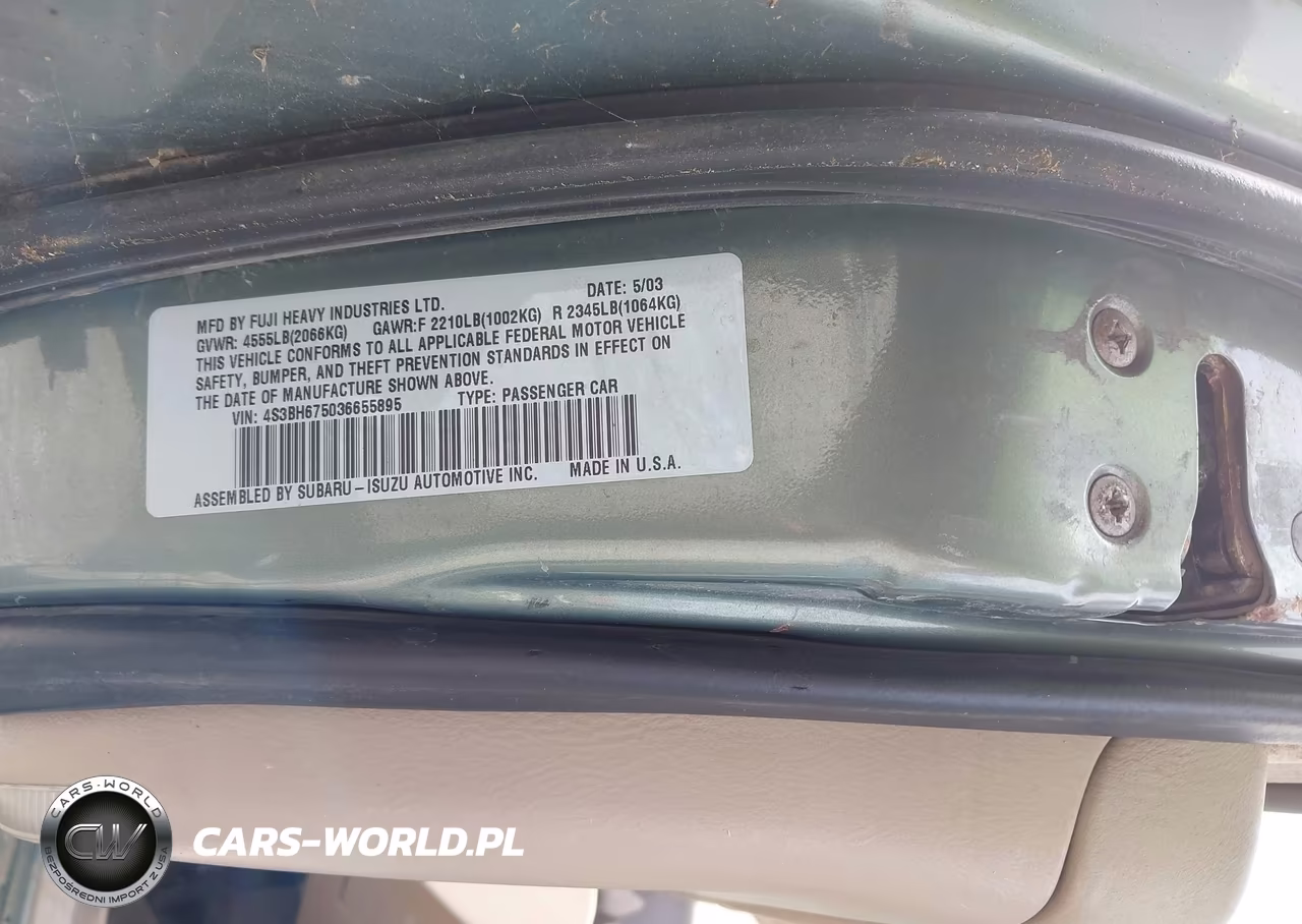 2003 Subaru Outback VIN:4S3BH675036655895 - 9