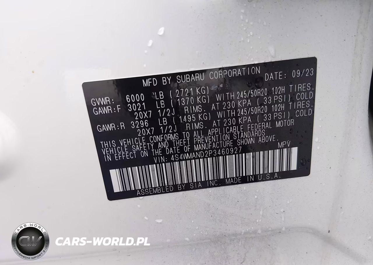 2023 Subaru Ascent Limited 8-Passenger VIN:4S4WMAND2P3460927 - 9