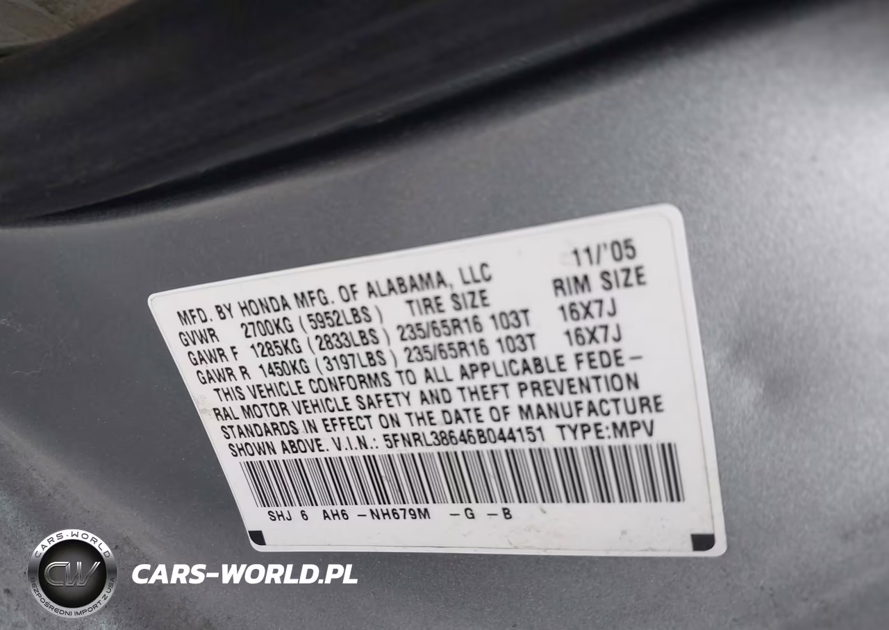 2006 Honda Odyssey Ex-L VIN:5FNRL38646B044151 - 9