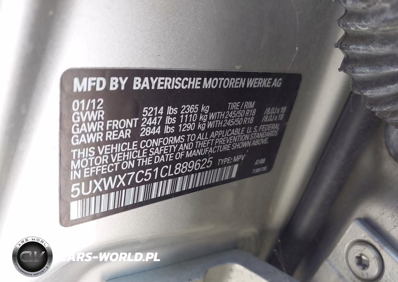 2012 BMW X3 xDrive35I VIN:5UXWX7C51CL889625 - 9