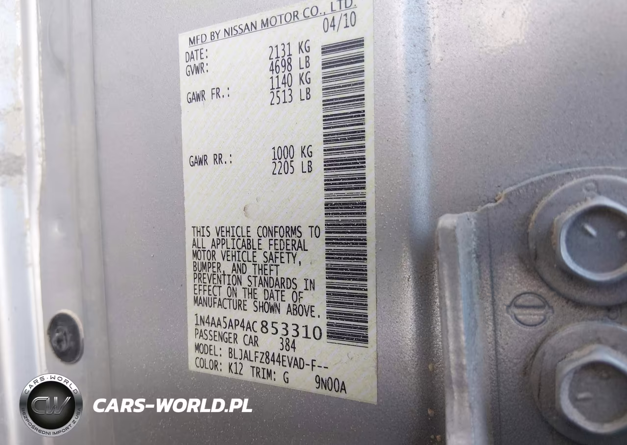 2010 Nissan Maxima 3.5 Sv VIN:1N4AA5AP4AC853310 - 9