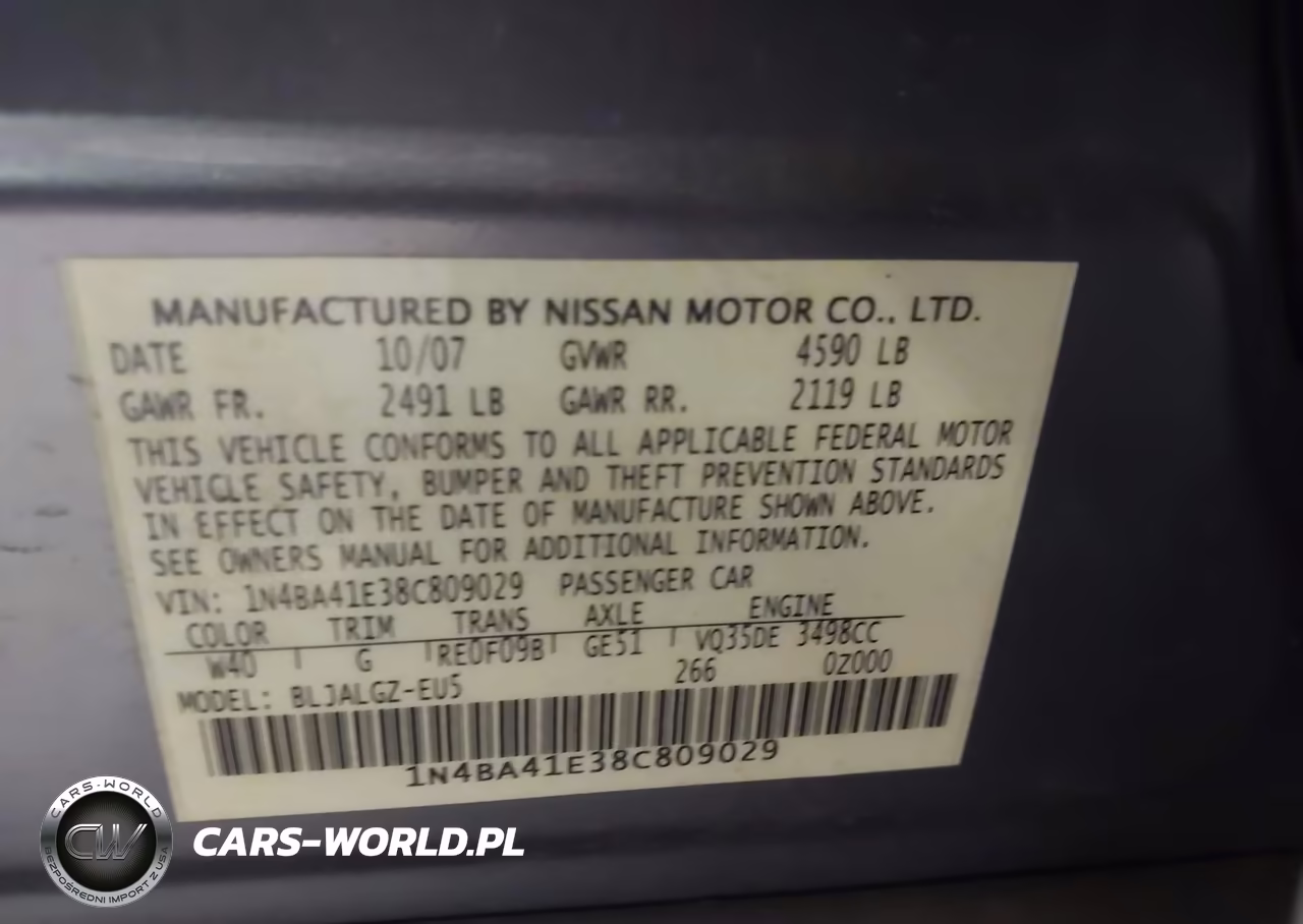 2008 Nissan Maxima 3.5 Sl VIN:1N4BA41E38C809029 - 9