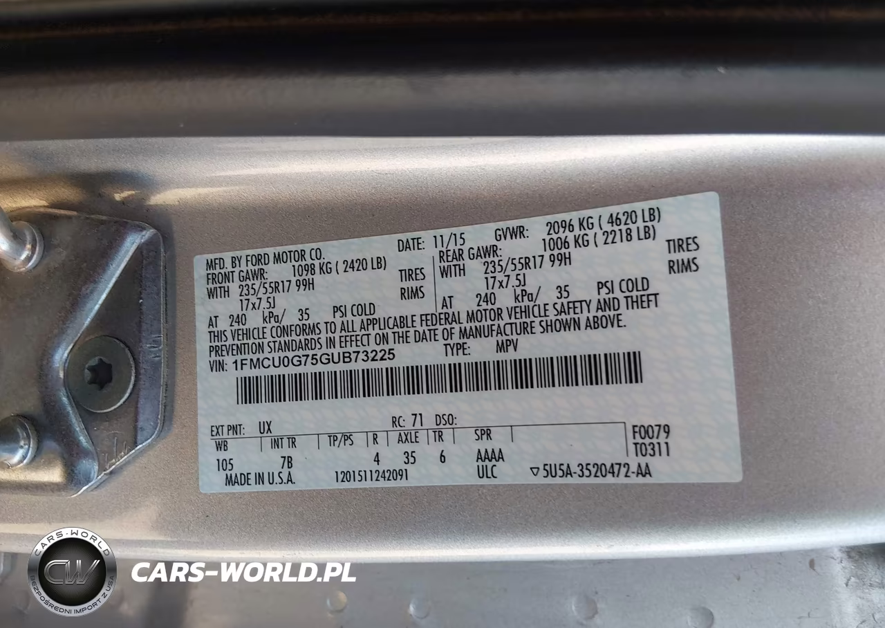2016 Ford Escape Se VIN:1FMCU0G75GUB73225 - 9