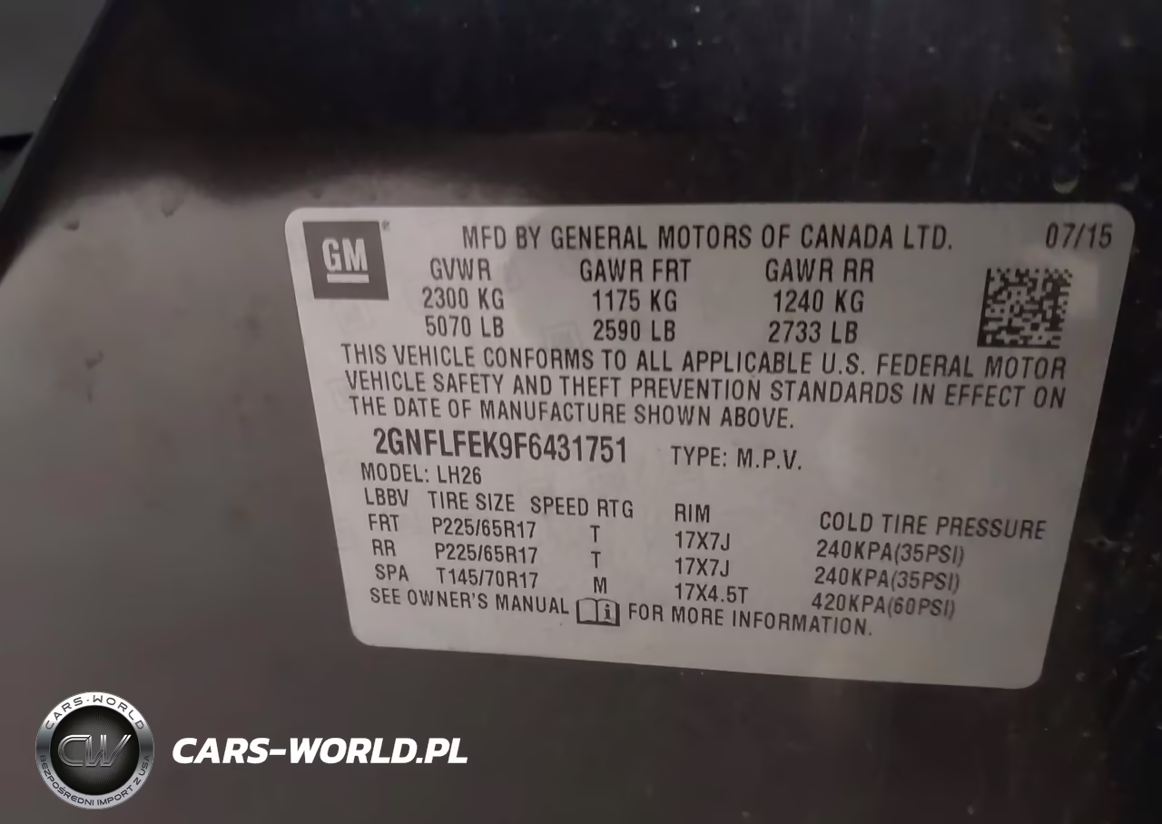 2015 Chevrolet Equinox Lt VIN:2GNFLFEK9F6431751 - 9