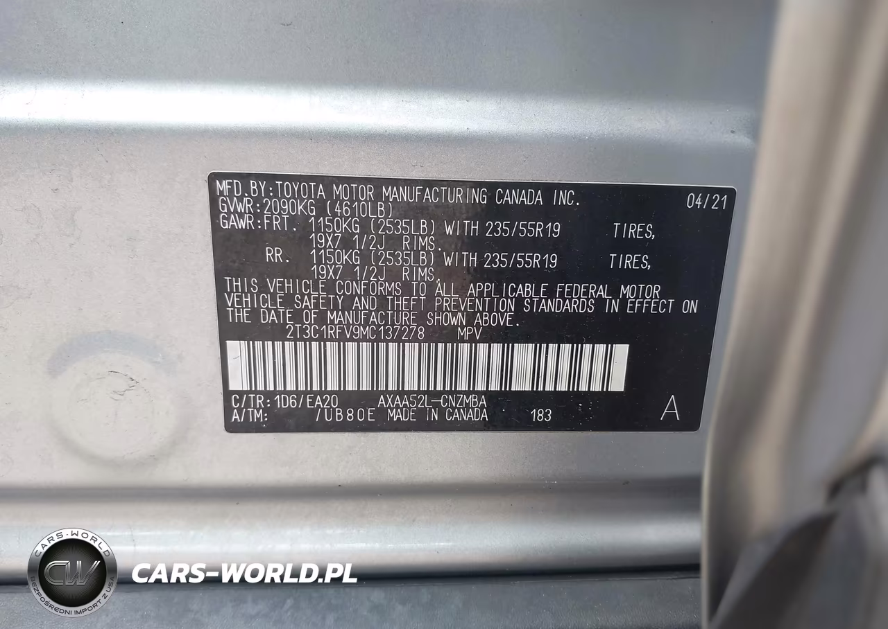 2021 Toyota Rav4 Xle Premium VIN:2T3C1RFV9MC137278 - 9