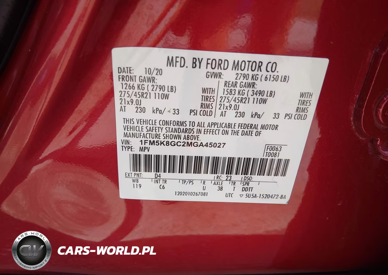 2021 Ford Explorer St VIN:1FM5K8GC2MGA45027 - 9