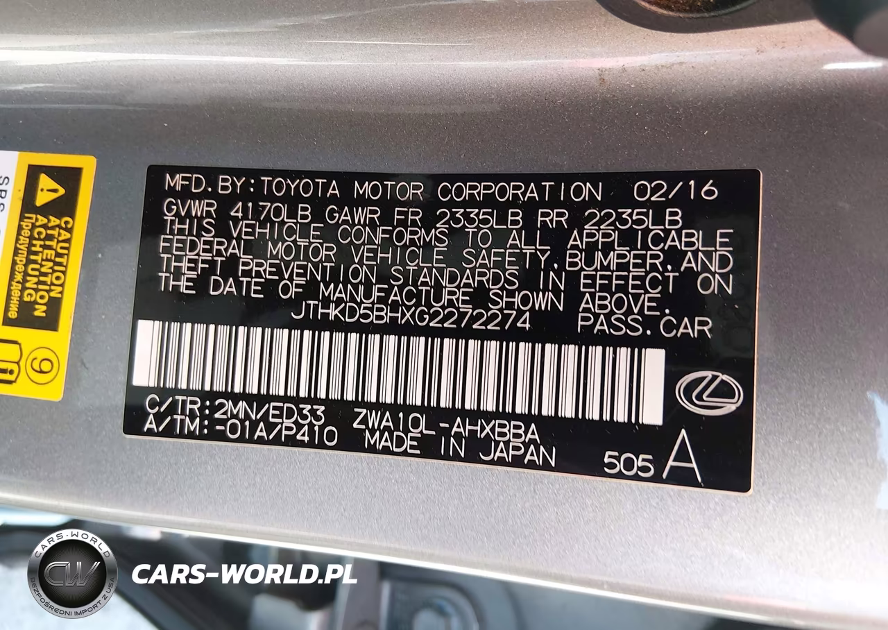 2016 Lexus Ct 200H VIN:JTHKD5BHXG2272274 - 9
