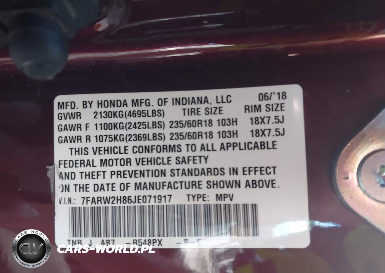 2018 Honda Cr-V Ex-L-Ex-L Navi VIN:7FARW2H86JE071917 - 9