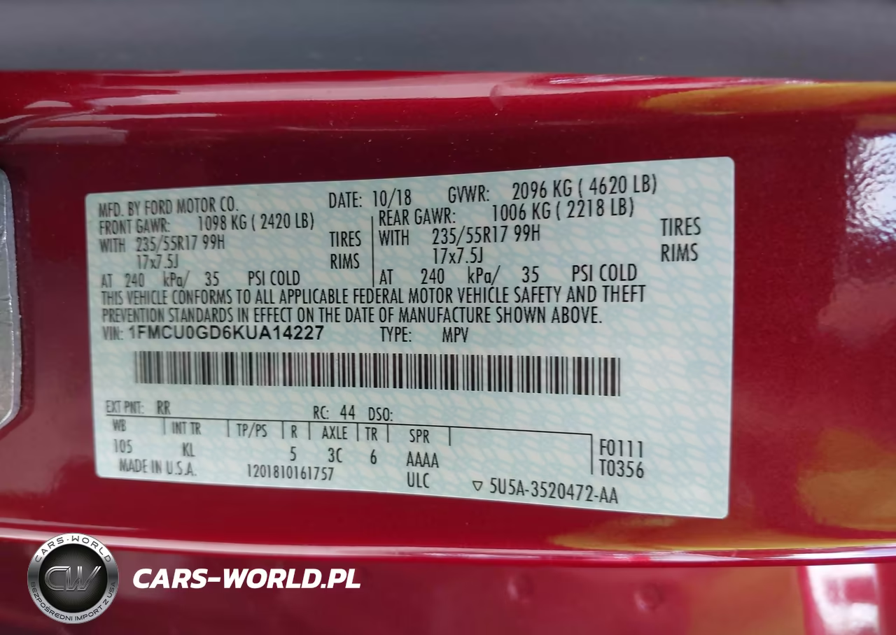 2019 Ford Escape Se VIN:1FMCU0GD6KUA14227 - 9