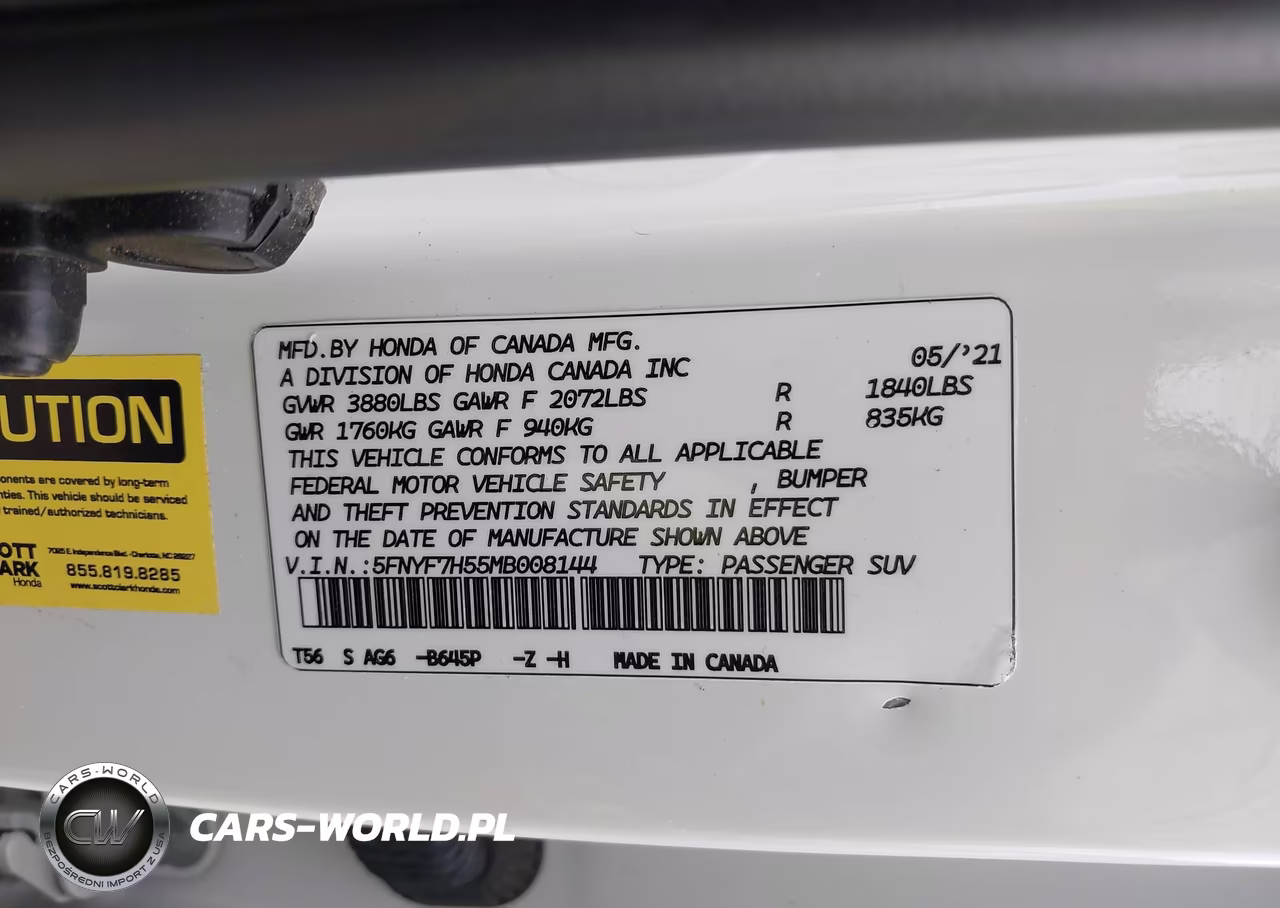 2021 Honda Passport 2Wd Sport VIN:5FNYF7H21MB013802 - 9