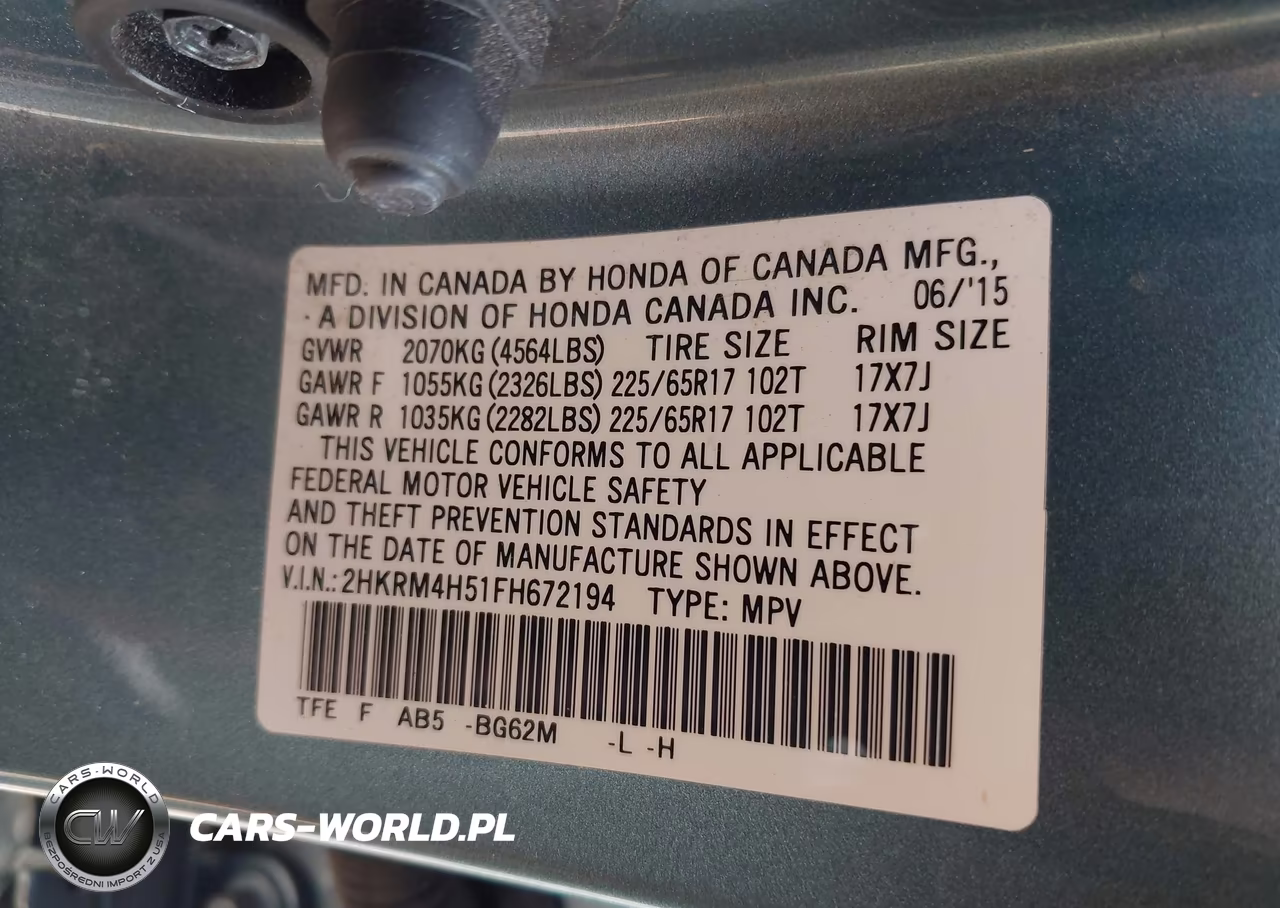 2015 Honda Cr-V Ex VIN:2HKRM4H51FH672194 - 9