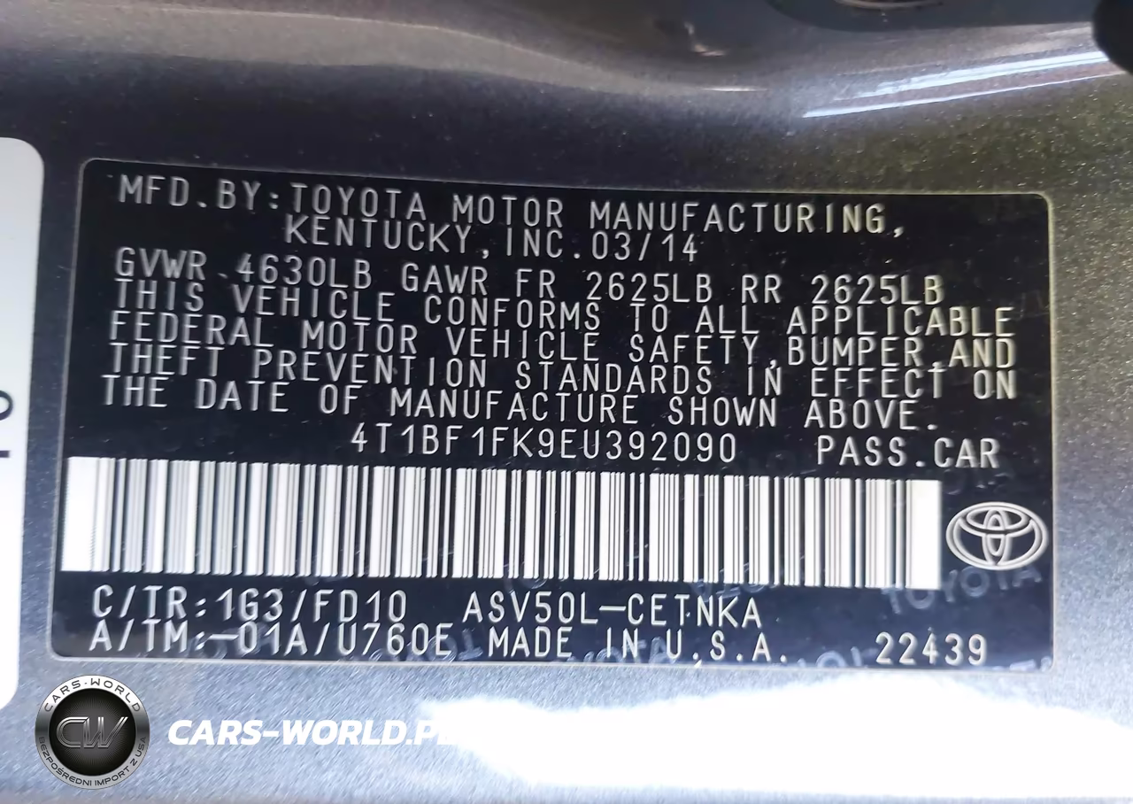 2014 Toyota Camry Le VIN:4T1BF1FK9EU392090 - 9