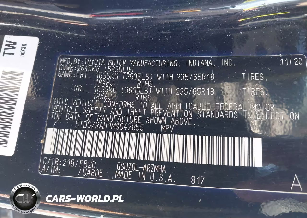 2021 Toyota Highlander Xle VIN:5TDGZRAH1MS042855 - 9