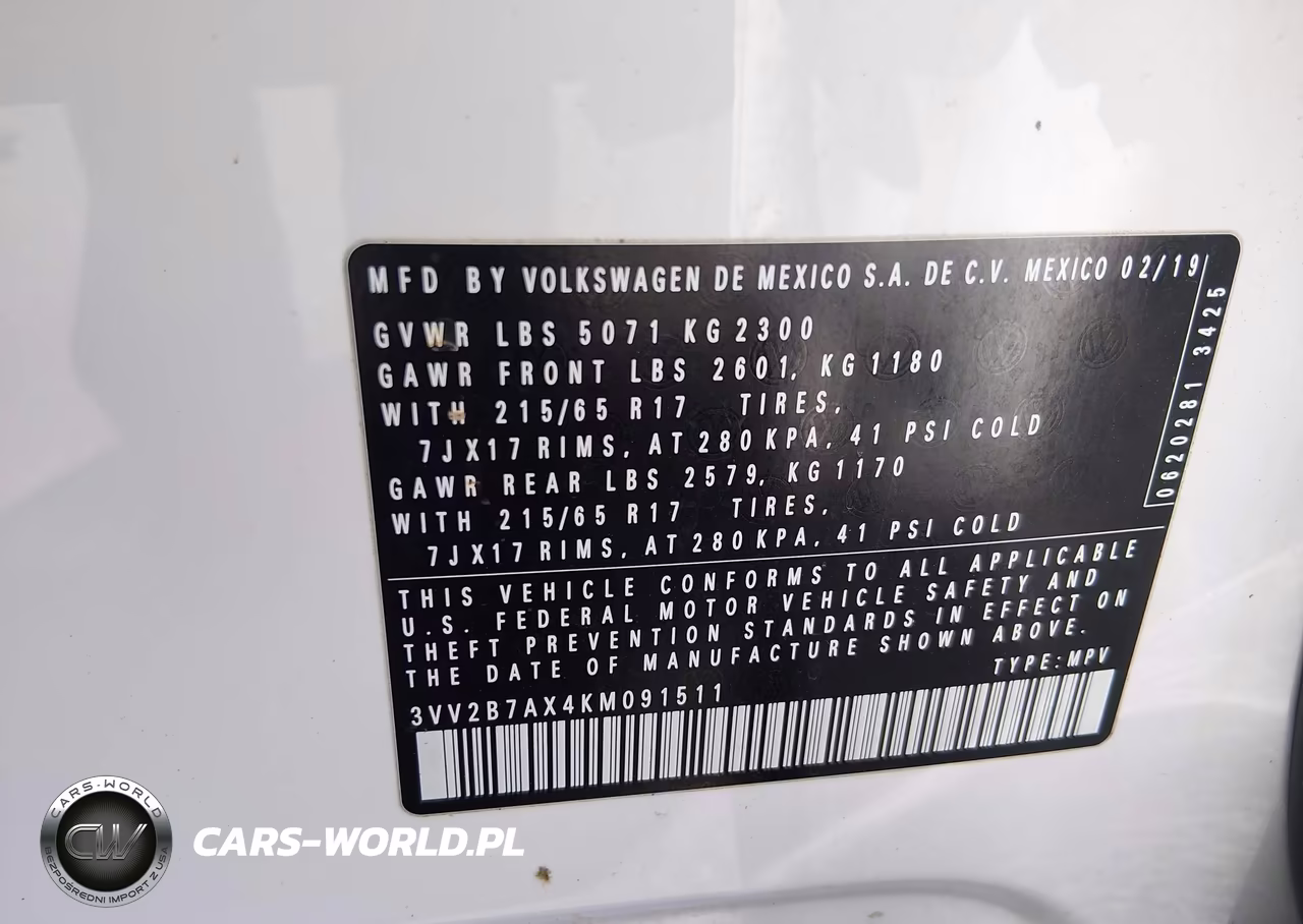 2019 Volkswagen Tiguan 2.0T Se-2.0T Sel-2.0T Sel R-Line-2.0T Sel R-Line Black VIN:3VV2B7AX4KM091511 - 9