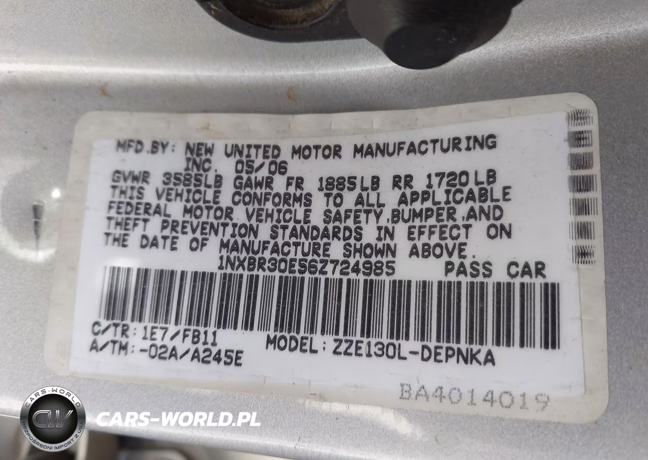 2006 Toyota Corolla Le VIN:1NXBR30E56Z724985 - 9