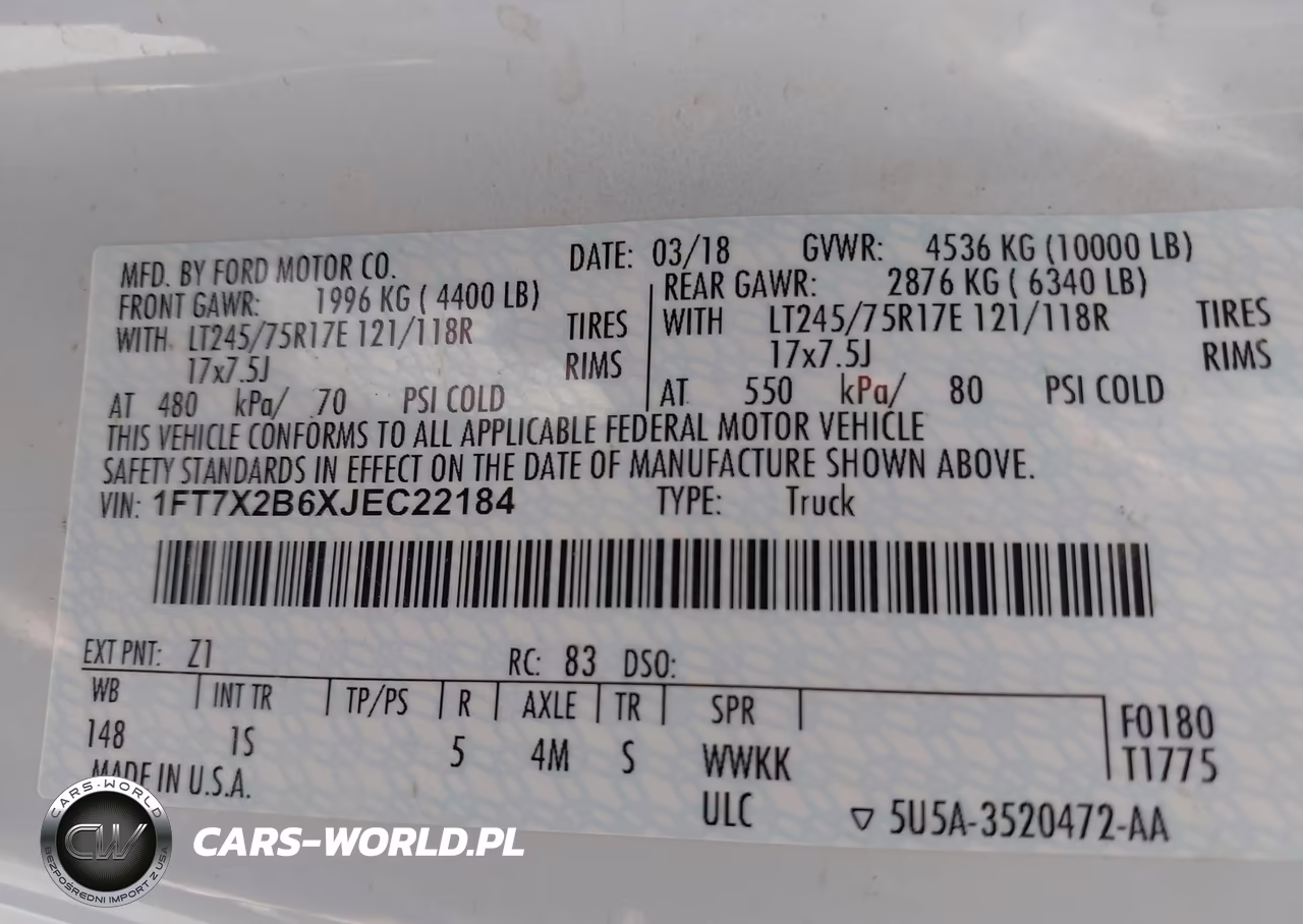 2018 Ford F-250 Xl VIN:1FT7X2B6XJEC22184 - 9