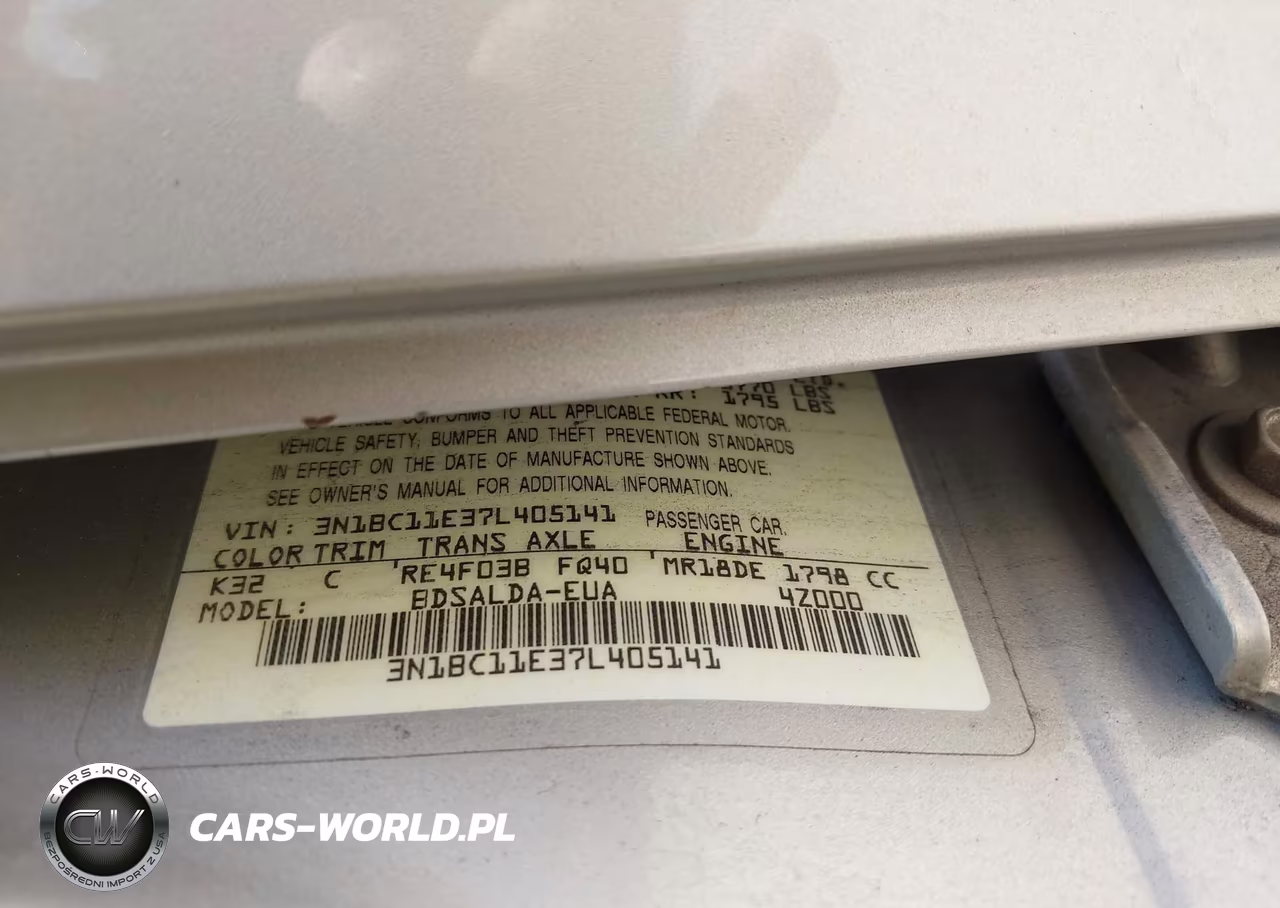 2007 Nissan Versa 1.8S VIN:3N1BC11E37L405141 - 9