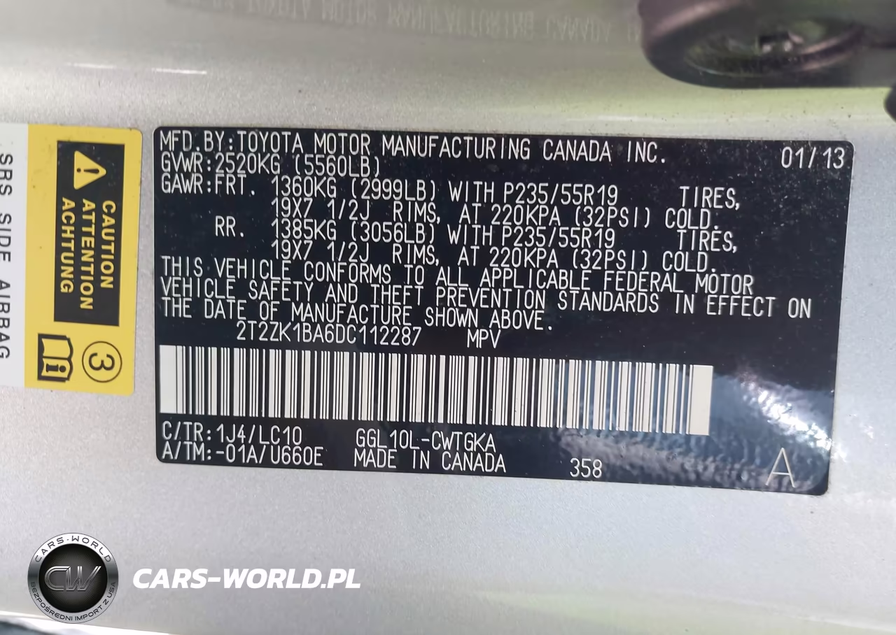 2013 Lexus Rx 350 VIN:2T2ZK1BA6DC112287 - 9