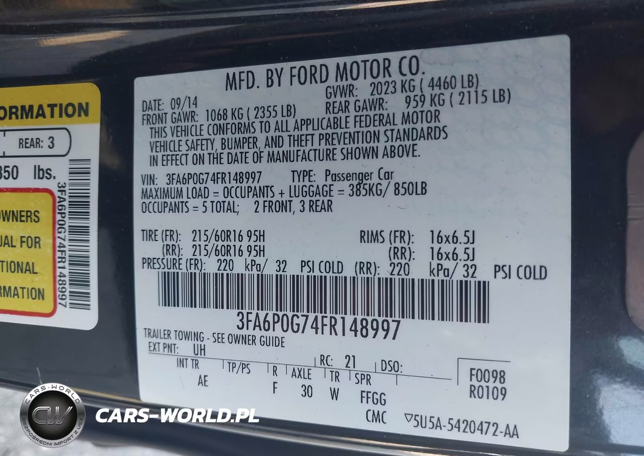 2015 Ford Fusion S VIN:3FA6P0G74FR148997 - 9