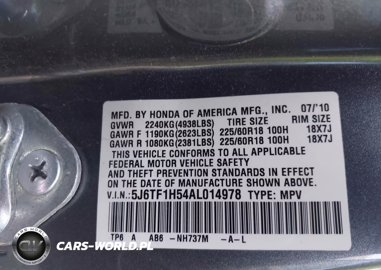 2010 Honda Accord Crosstour Ex-L VIN:5J6TF1H54AL014978 - 9