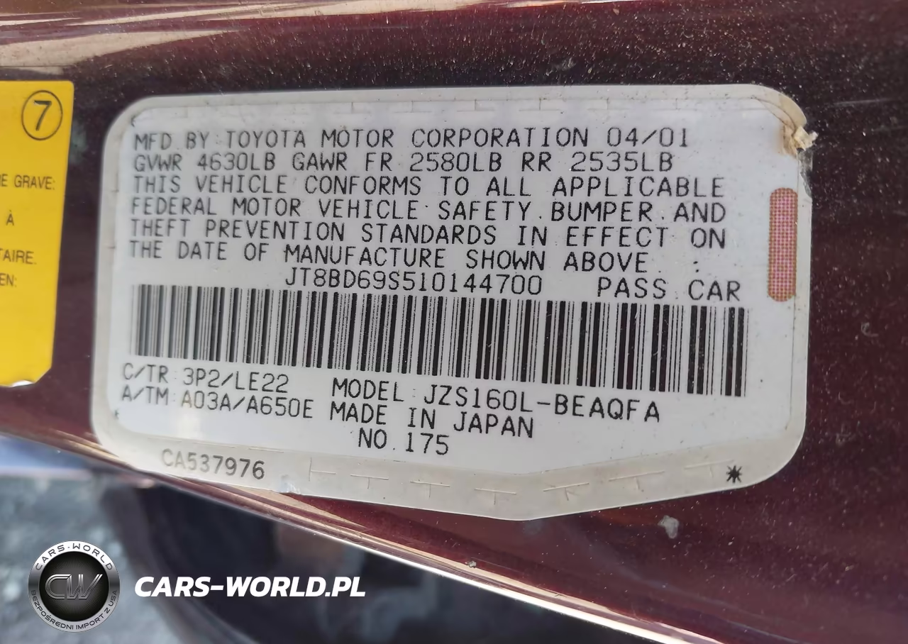 2001 Lexus Gs 300 VIN:JT8BD69S510144700 - 9