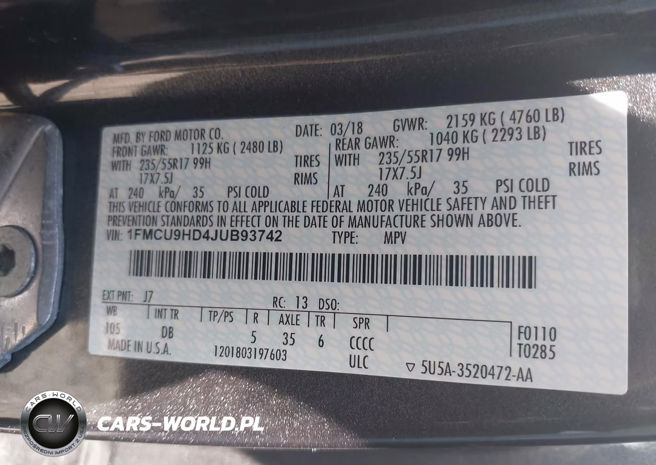 2018 Ford Escape Sel VIN:1FMCU9HD4JUB93742 - 9